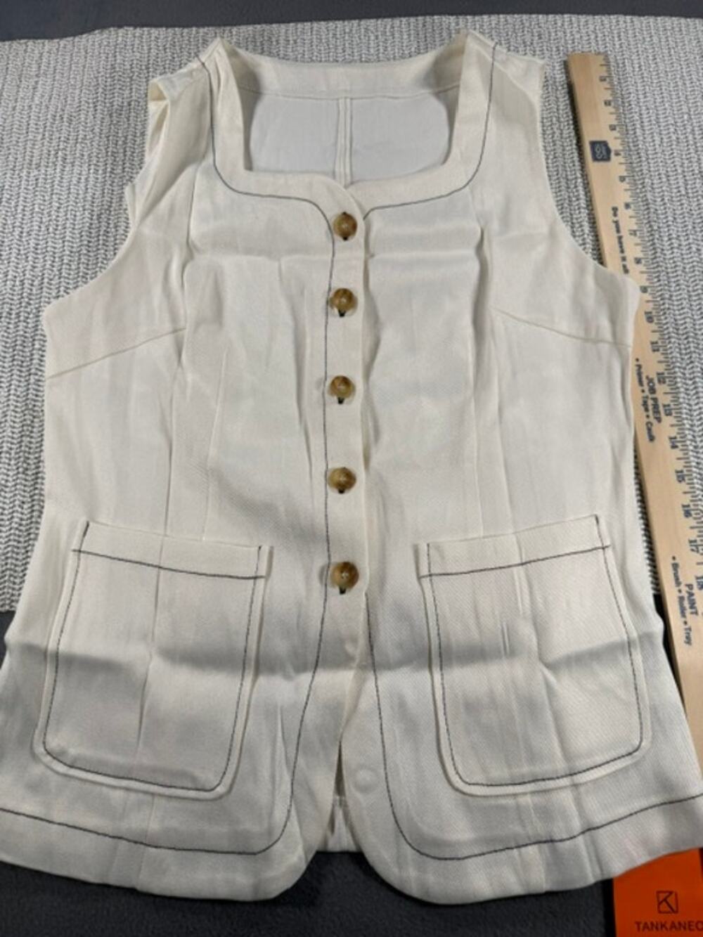 TANKANEO WHITE COLORED DENIM VEST SIZE M NWT